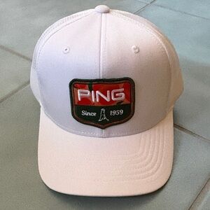 Ping White Hat with Red and Green Patch